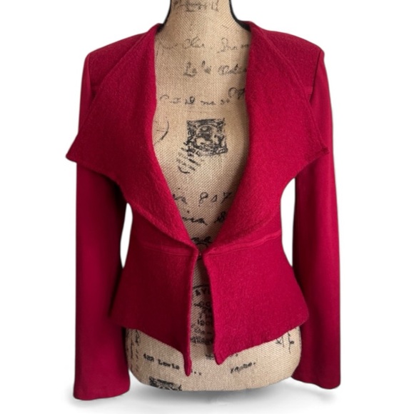 Chico's Ponte Long Sleeve Wool Blazer Top Jacket Tomato Red Women’s Size 0/S GUC - Picture 1 of 11
